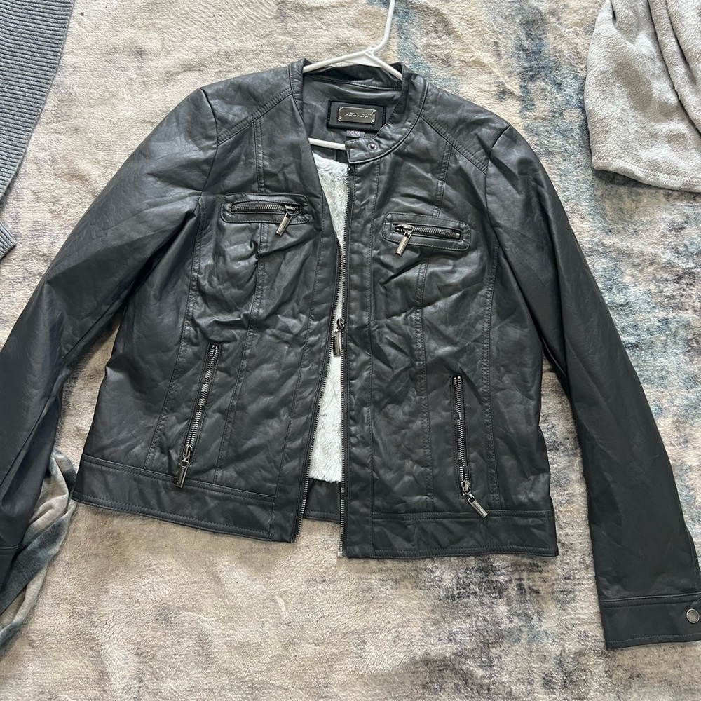 Gray leather jacket